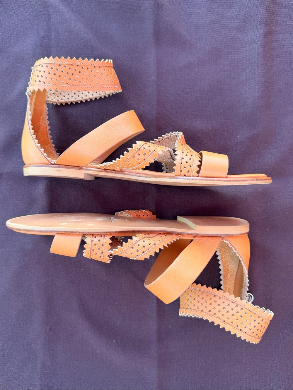 See By Chloé Tan Leather Strappy Ankle-Zip Gladiator Flat Sandals - Picture 2 of 10